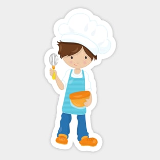 Baking, Baker, Pastry Chef, Cute Boy, Brown Hair Sticker